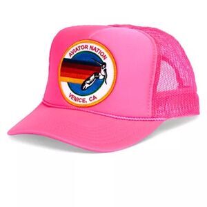 NEW Aviator Nation Neon Pink Logo Trucker Hat - UNISEX